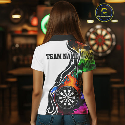 Colorful Rainbow Smoke Dart Shirts For Women Custom Team Polo & Quarter Zip Darts Jerseys Outfit TDM4007