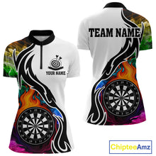 Load image into Gallery viewer, Colorful Rainbow Smoke Dart Shirts For Women Custom Team Polo &amp; Quarter Zip Darts Jerseys Outfit TDM4007