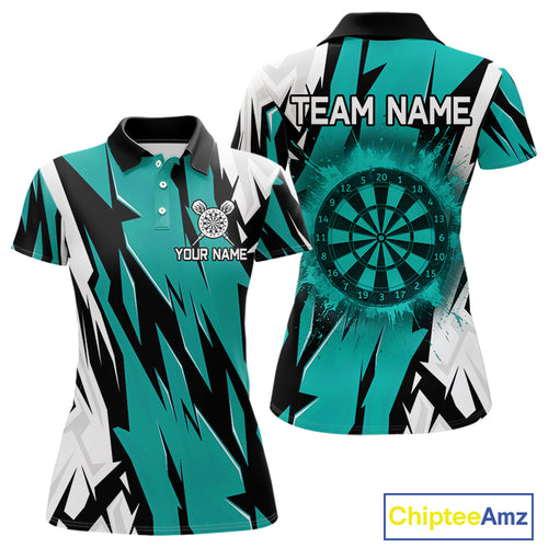 Turquoise Darts Jerseys For Women Custom Darts Team Shirts Polo & Quarter Zip, Darts Clothing TDM4008