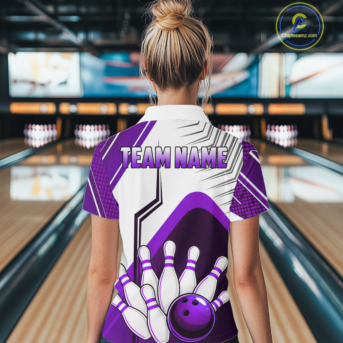 Custom White And Purple Bowling Ball Polo & Quarter Zip For Women, Bowling Team Shirt, Bowling Jersey TDM6527