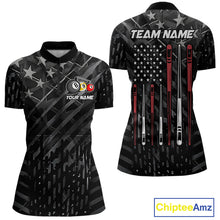 Load image into Gallery viewer, Custom Black US Flag Billiard Shirt For Women Custom Patriotic Billiard Team Jersey Polo &amp; 1/4 Zip TDM6530