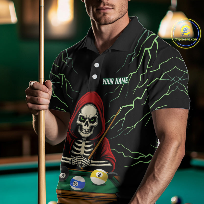 Personalized Funny Skeleton Billiard Shirt For Men Custom Billiard Jersey Team Polo & Quarter Zip TDM4364
