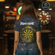 Load image into Gallery viewer, Black And Yellow Smoke Grim Reaper Dart Shirts For Women Custom Halloween Darts Jersey Outfit TDM4591