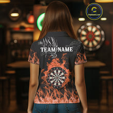 Load image into Gallery viewer, Personalized Orange Flaming Dragon Darts Shirt For Women Custom Darts Team Jersey Polo &amp; Quarter Zip TDM4593