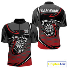 Load image into Gallery viewer, Funny Crack Dartboard Red Darts Polo &amp; Quarter Zip Custom Darts Shirt For Men Darts Team Jersey TDM5006