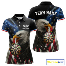 Load image into Gallery viewer, American Flag Eagle Darts Shirt For Women Custom Patriotic Darts Jersey Team Polo &amp; Quarter Zip TDM5012