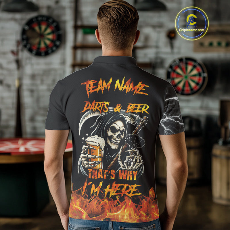 Personalized Grim Reaper Darts And Beer Flame Darts Shirt For Men Custom Funny Darts Team Jersey TDM5015