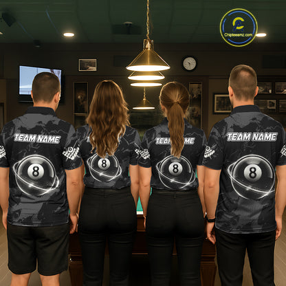 Custom White And Black 8 Ball Pool Eagle Paint Billiard Shirts For Women Team League Billiard Jersey TDM5473
