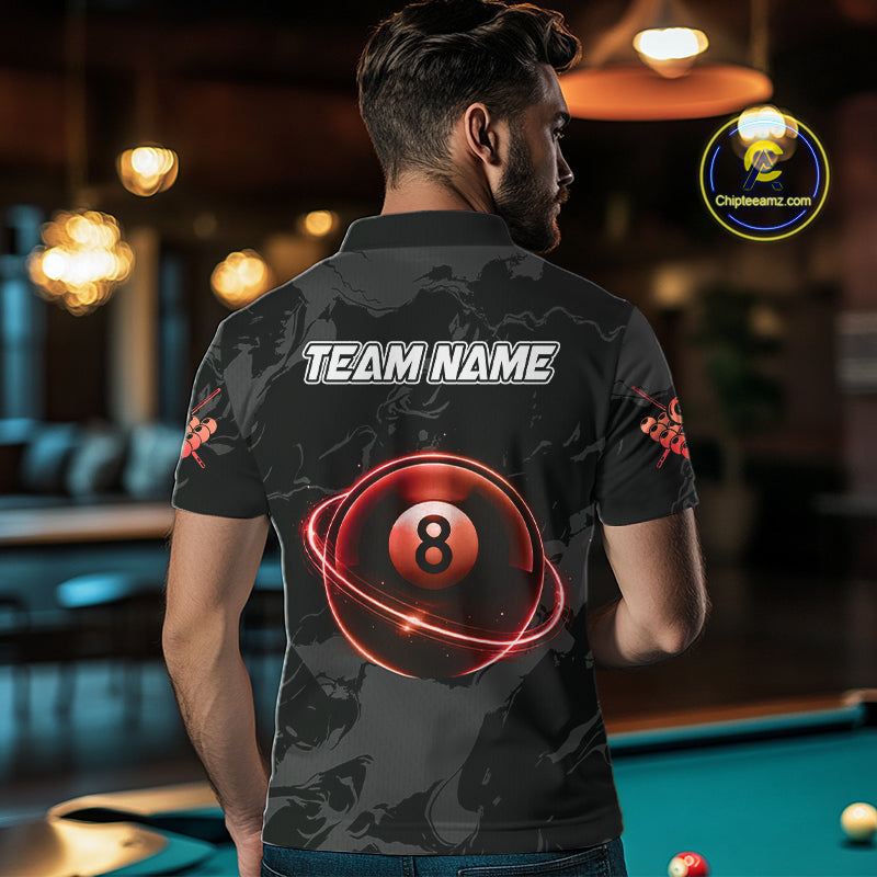 Custom Red And Black 8 Ball Pool Eagle Paint Billiard Shirts For Men Team League Billiard Jersey TDM5474