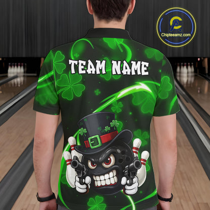 Personalized St Patrick Day Bowling Shirt For Men, Funny Shamrock Luckiest Bowling Team Jersey TDM5746