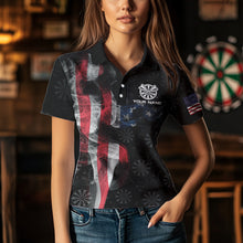 Load image into Gallery viewer, Smoke American Flag Dart Shirt with pocket Custom Patriotic Women Dart Jersey TDM3577