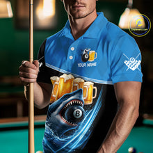 Load image into Gallery viewer, Blue Funny Beer Shark 8 Ball Billiard Jersey For Men Custom Pool Team Shirt Polo &amp; 1/4 Zip TDM5943