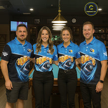 Load image into Gallery viewer, Blue Funny Beer Shark 8 Ball Billiard Jersey For Men Custom Pool Team Shirt Polo &amp; 1/4 Zip TDM5943