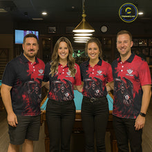 Load image into Gallery viewer, Red Grim Reaper 8 Ball Billiard Shirt For Men Custom Skull Pool Team Jersey Polo &amp; 1/4 Zip TDM6102