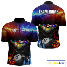 Load image into Gallery viewer, Orange And Blue Custom Lightning Men's Billiard Shirts – Billiard Pool Team Jerseys Polo &amp; 1/4 Zip TDM4014