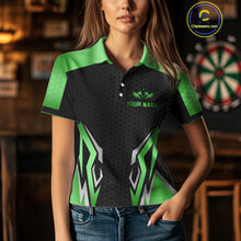 Load image into Gallery viewer, Black And Green Funny Crown Darts Shirt For Women Custom Darts Jerseys Team Polo &amp; Quarter Zip TDM5017