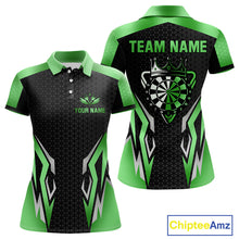 Load image into Gallery viewer, Black And Green Funny Crown Darts Shirt For Women Custom Darts Jerseys Team Polo &amp; Quarter Zip TDM5017