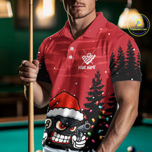 Load image into Gallery viewer, Personalized Red Christmas Santa 8 Ball Pool Billiard Shirts For Men, Funny Xmas Billiard Jerseys TDM5221