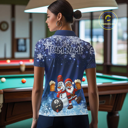 Funny Santa And Beer 8 Ball Billiard Shirts For Women Custom Christmas Gifts For Pool Players TDM5222
