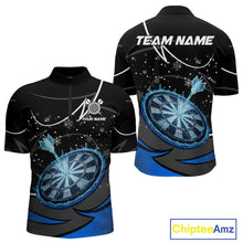 Load image into Gallery viewer, Blue Dartboard Frozen Ice Darts Shirt For Men Custom Darts Jersey Team Polo &amp; Quarter Zip TDM5226