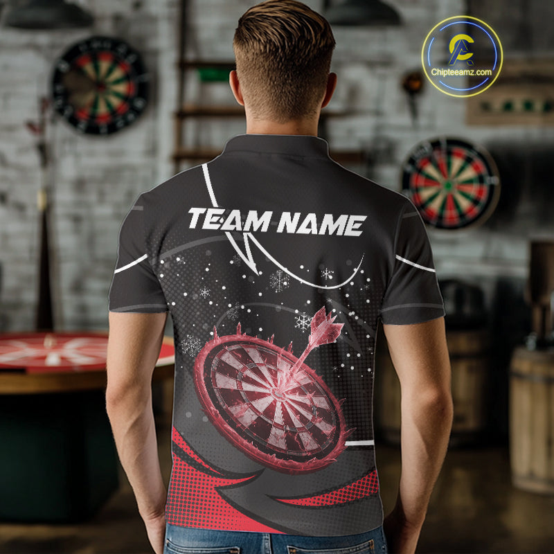 Red Dartboard Frozen Ice Darts Shirt For Men Custom Darts Jersey Team Polo & Quarter Zip TDM5227
