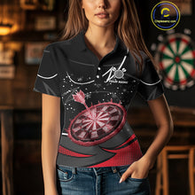 Load image into Gallery viewer, Red Dartboard Frozen Ice Darts Shirt For Women Custom Darts Jersey Team Polo &amp; Quarter Zip TDM5227