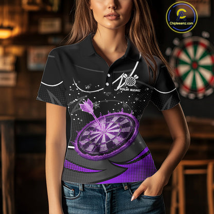 Purple Dartboard Frozen Ice Darts Shirt For Women Custom Darts Jersey Team Polo & Quarter Zip TDM5228