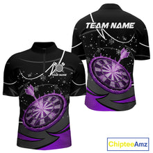 Load image into Gallery viewer, Purple Dartboard Frozen Ice Darts Shirt For Men Custom Darts Jersey Team Polo &amp; Quarter Zip TDM5228