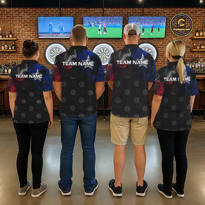Personalized Texas Flag Smoke Darts Shirt For Men Custom Texas Darts Team Jersey Polo & 1/4 Zip TDM5488