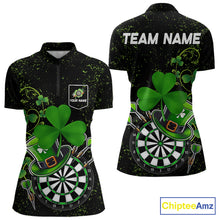 Load image into Gallery viewer, Luckiest Shamrock Grunge Dart Shirts For Women Custom Patrick Day Dart Jersey TDM3591