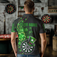 Load image into Gallery viewer, Green Glowing Shamrock Luckiest Dart Shirts For Women Custom St Patrick Day Dart Jerseys Outfit TDM3592