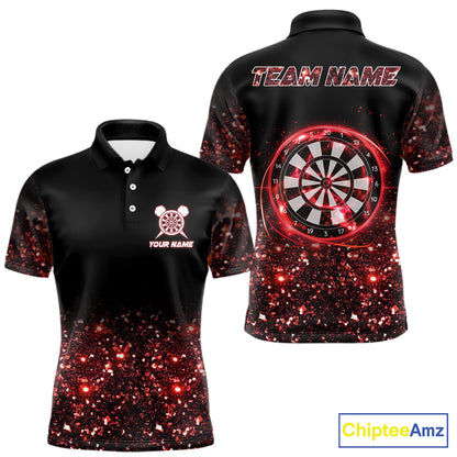 Black And Red Custom Light Darts Polo & Quarter Zip For Men, Darts Jersey Team Outfit TDM5945