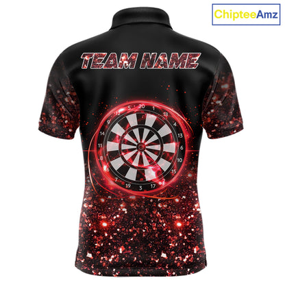 Black And Red Custom Light Darts Polo & Quarter Zip For Men, Darts Jersey Team Outfit TDM5945