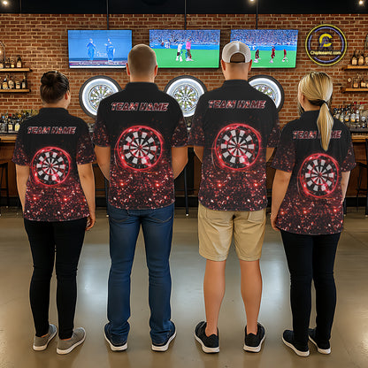 Black And Red Custom Light Darts Polo & Quarter Zip For Men, Darts Jersey Team Outfit TDM5945