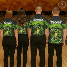Load image into Gallery viewer, Black And Green Funny Alligator Bowling Shirt For Men Custom Bowling Jersey Team Polo &amp; 1/4 Zip TDM6109