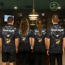 Load image into Gallery viewer, Black US Flag Yin And Yang Custom Eagle Billiard Shirts For Men, 8 Ball &amp; 9 Ball Pool Team Jersey TDM6532
