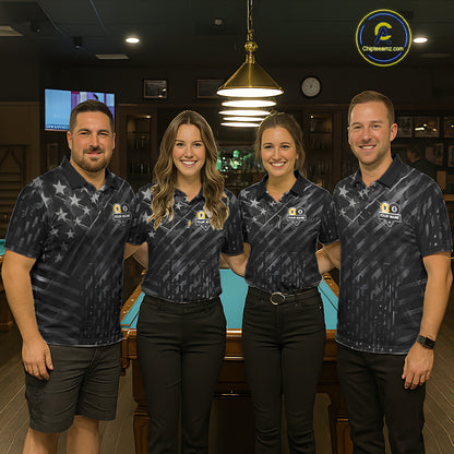Black US Flag 8 Ball & 9 Ball Pool Billiard Shirt For Women Custom Billiard Team Jersey Polo, 1/4 Zip TDM6533