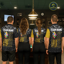Load image into Gallery viewer, Yellow Black American Flag 9 Ball Pool Women's Billiard Shirt Custom Billiard Jersey Polo, 1/4 Zip TDM6534