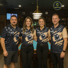 Load image into Gallery viewer, Black American Flag 8 Ball Billiard Shirt For Men Custom Billiard Team Jersey Polo &amp; 1/4 Zip |Tan TDM6535