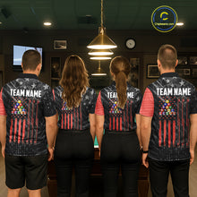 Load image into Gallery viewer, Black American Flag 8 Ball Billiard Shirt For Women Custom Billiard Team Jersey Polo &amp; 1/4 Zip |Red TDM6537