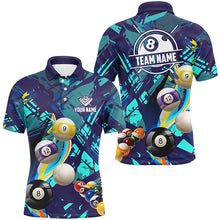 Load image into Gallery viewer, Personalized Blue Billiard Balls Men Polo And Quarter-Zip Shirts, Colorful Billiard Jerseys Shirts TDM2042
