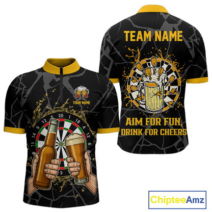 Funny Darts And Beer Aim For Fun Drink For Cheer Custom Men Darts Shirts, Drinking Darts Jerseys TDM4380