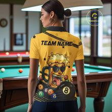Load image into Gallery viewer, Personalized Yellow Black Funny Beer 8 Ball Billiard Shirt For Women Custom Pool Team Jersey TDM5236