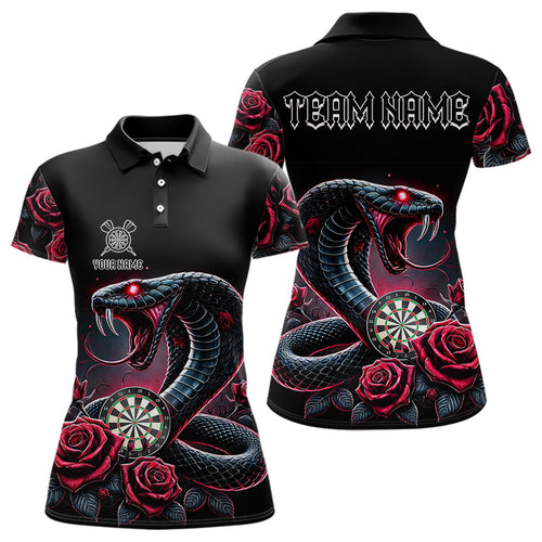Personalized Rose And Dartboard Custom Cobra Snake Dart Shirt For Women, Dart Jerseys Polo & 1/4 Zip TDM3749