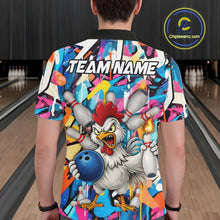 Load image into Gallery viewer, Funny Rooster Colorful Graffiti Style Custom Bowling Shirt For Men, Bowling Jersey Polo &amp; 1/4 Zip TDM6120