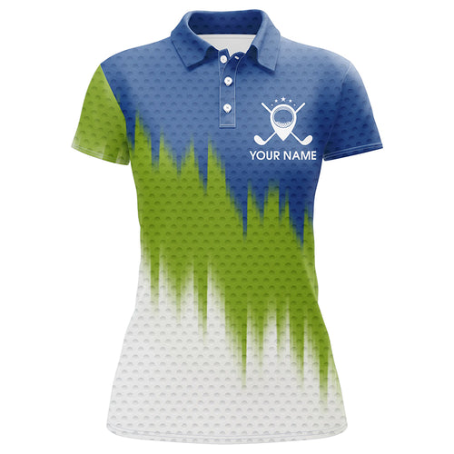 Green And Blue Womens Golf Polo Shirts Custom Name Golf Outfit Women, Great Gifts For A Golfer TDM1844
