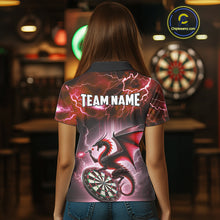 Load image into Gallery viewer, Custom Red Thunder Lightning Dragon Darts Shirt For Women, Darts League Jersey Polo &amp; 1/4 Zip TDM4386