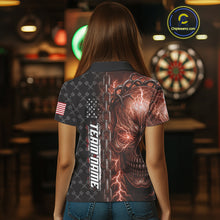 Load image into Gallery viewer, Personalized Orange Darts Skull Thunder Lightning Darts Shirt For Women, US Flag Darts Team Jersey TDM4615