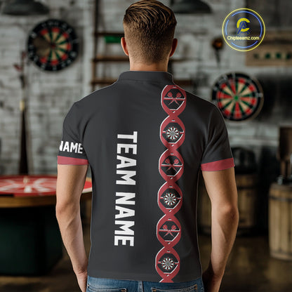 Personalized DNA Darts Shirt For Men Custom Black And Red Funny Darts Jersey Team Polo & 1/4 Zip TDM4617