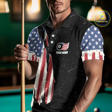 Load image into Gallery viewer, Personalized Grunge American Flag Men&#39;s Billiard Shirt Custom 8 Ball Pool Billiard Team Jersey TDM5243
